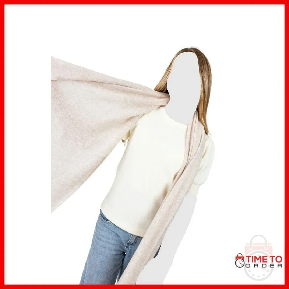 Luxury Cashmere Wool Blend Knitted Wrap Shawl 27x78 All-Season Travel